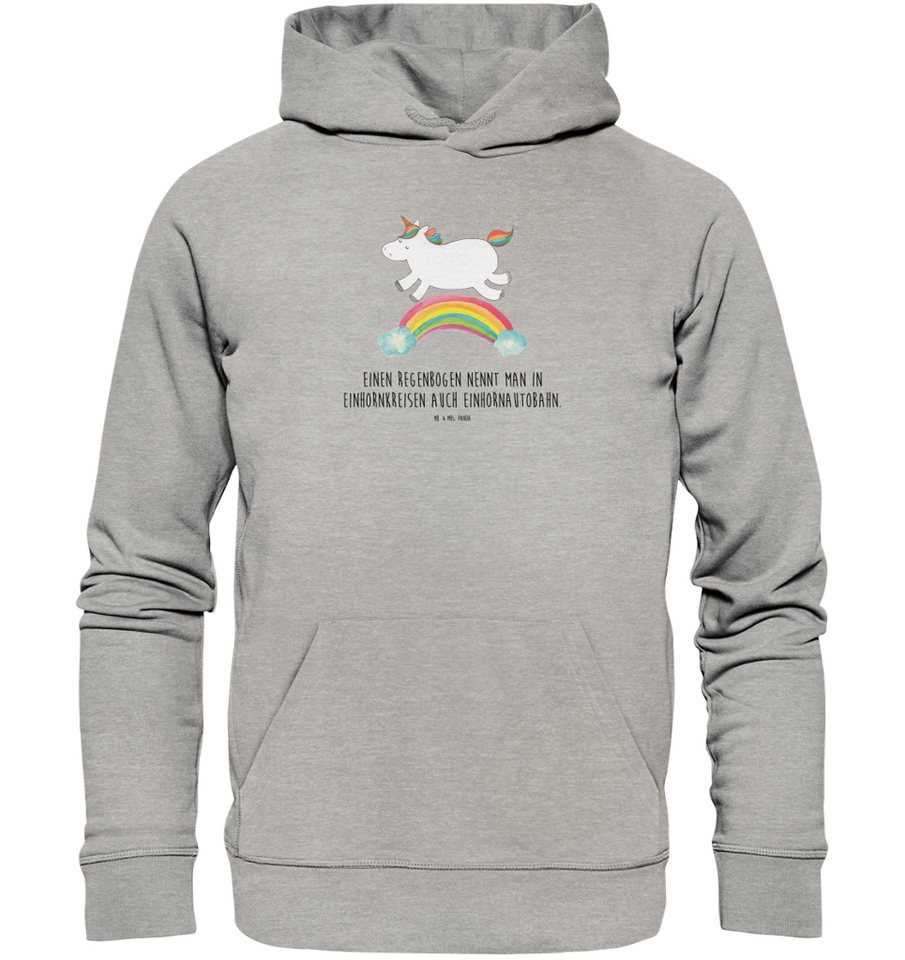 Mr. & Mrs. Panda Hoodie Größe L Einhorn Regenbogen - Heather Grey - Geschenk, Männer Hoodie, (1-tlg) Bio-Baumwolle von Mr. & Mrs. Panda