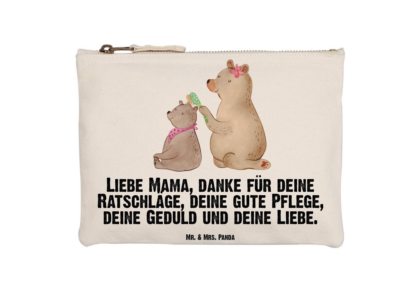 Mr. & Mrs. Panda Kosmetiktasche Bär mit Kind - Weiß - Geschenk, Muttertag, Mutti, Makeup, Kosmetiketu (1-tlg) von Mr. & Mrs. Panda