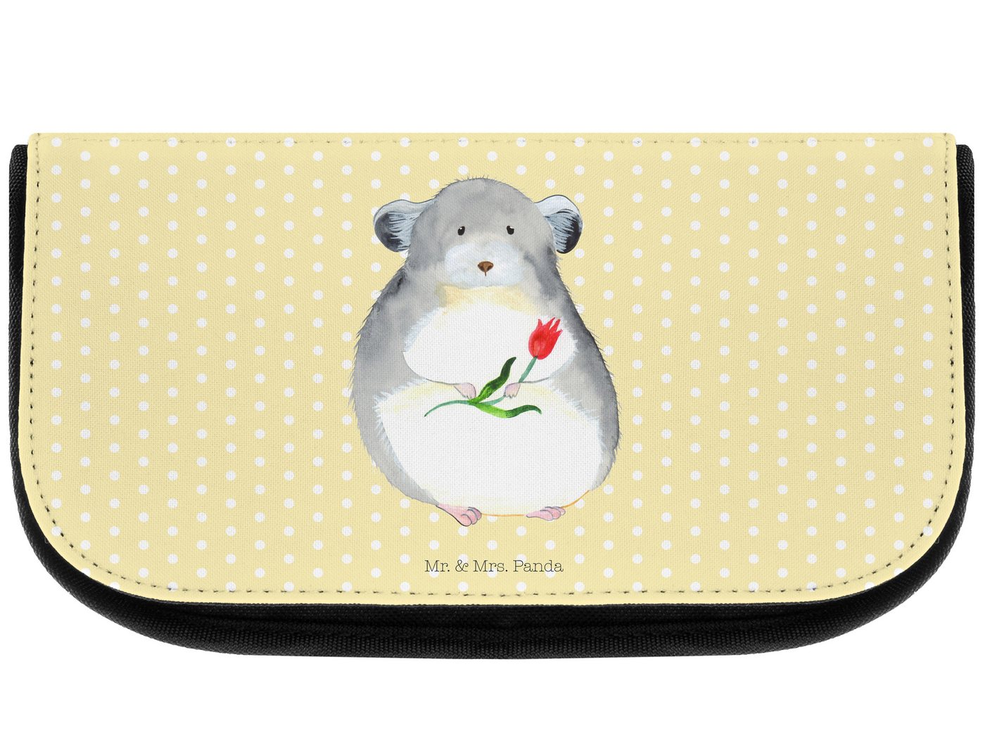 Mr. & Mrs. Panda Kosmetiktasche Chinchilla Blume - Gelb Pastell - Geschenk, Schminktasche, Glücklichs (1-tlg), Vielseitig einsetzbar von Mr. & Mrs. Panda