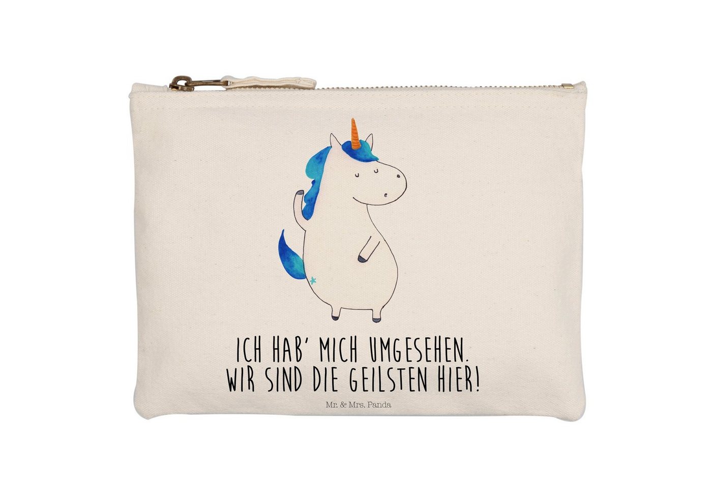 Mr. & Mrs. Panda Kosmetiktasche Einhorn Mann - Weiß - Geschenk, Stiftemäppchen, bester Freund, Pegasu (1-tlg) von Mr. & Mrs. Panda