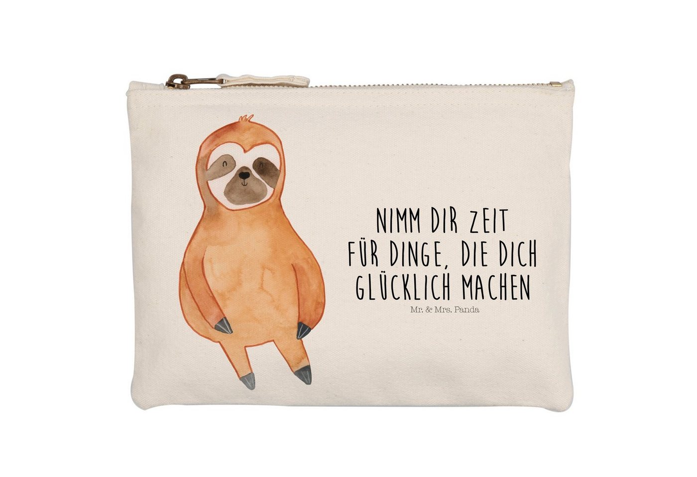 Mr. & Mrs. Panda Kosmetiktasche Faultier Zufrieden - Weiß - Geschenk, Schminktasche, Kosmetiktasche, (1-tlg) von Mr. & Mrs. Panda