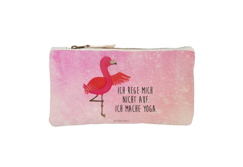 Mr. & Mrs. Panda Kosmetiktasche Flamingo Yoga - Aquarell Pink - Geschenk, Tiefenentspannung, Damen, K (1-tlg) von Mr. & Mrs. Panda