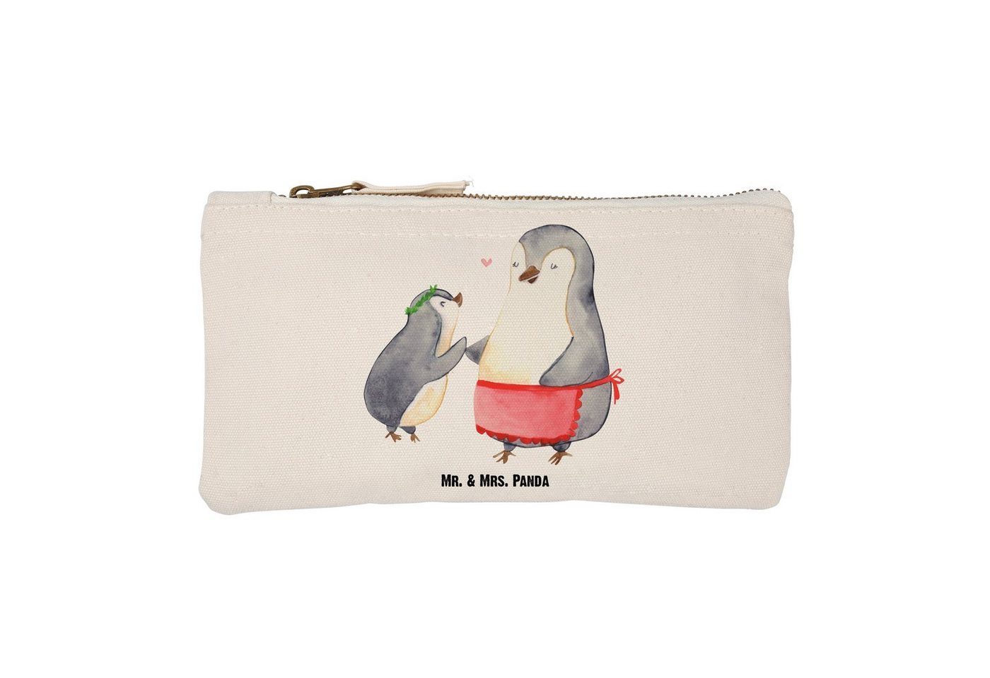 Mr. & Mrs. Panda Kosmetiktasche Größe S Klein Pinguin mit Kind - Weiß - Geschenk, Pinguine, Mom, Mutt (1-tlg), Stilvoll unterwegs von Mr. & Mrs. Panda