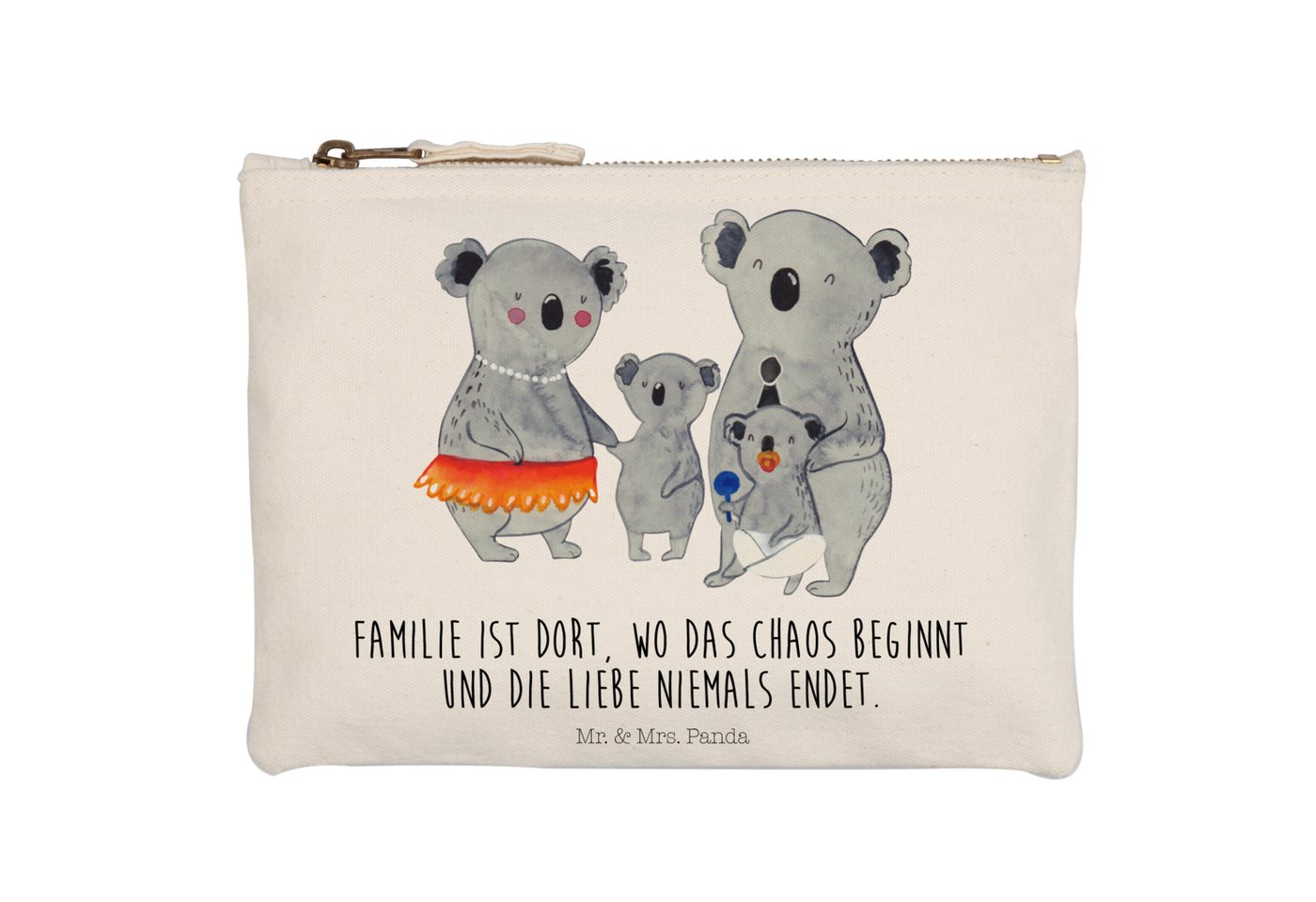 Mr. & Mrs. Panda Kosmetiktasche Koala Familie - Weiß - Geschenk, Kinder, Schminktasche, Federmappe, S (1-tlg) von Mr. & Mrs. Panda