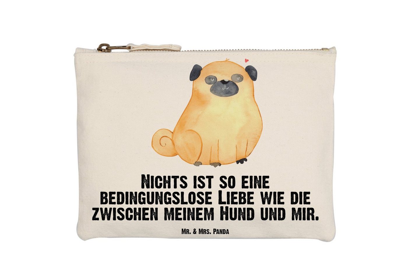Mr. & Mrs. Panda Kosmetiktasche Mops Grösse XL Große - Weiß - Geschenk, Hund, Schminktasche Transpare (Packung, 1-tlg., Schminktasche Mops), Vielseitig einsetzbar von Mr. & Mrs. Panda
