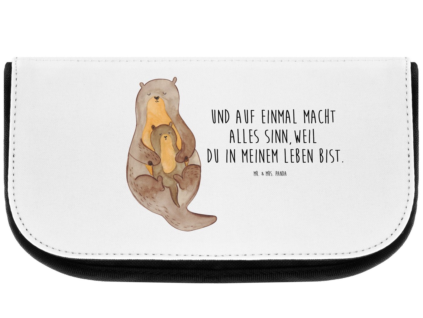 Mr. & Mrs. Panda Kosmetiktasche Otter Kind - Weiß - Geschenk, Seeotter, Kosmetikbeutel, Baby, Kulturt (1-tlg), Vielseitig einsetzbar von Mr. & Mrs. Panda