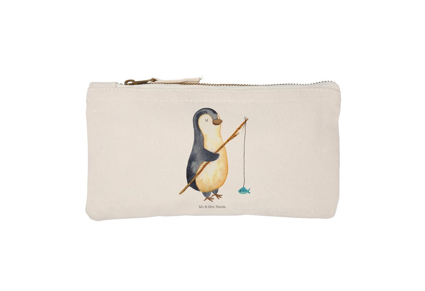 Mr. & Mrs. Panda Kosmetiktasche Pinguin Angler - Weiß - Geschenk, Makeup, Stiftemäppchen, verträumt, (1-tlg) von Mr. & Mrs. Panda