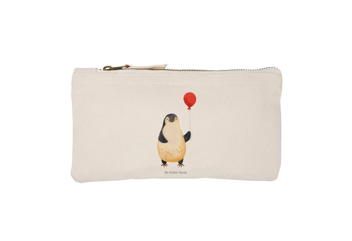 Mr. & Mrs. Panda Kosmetiktasche Pinguin Luftballon - Weiß - Geschenk, Damen, Etui, Federmappe, Kind, (1-tlg) von Mr. & Mrs. Panda