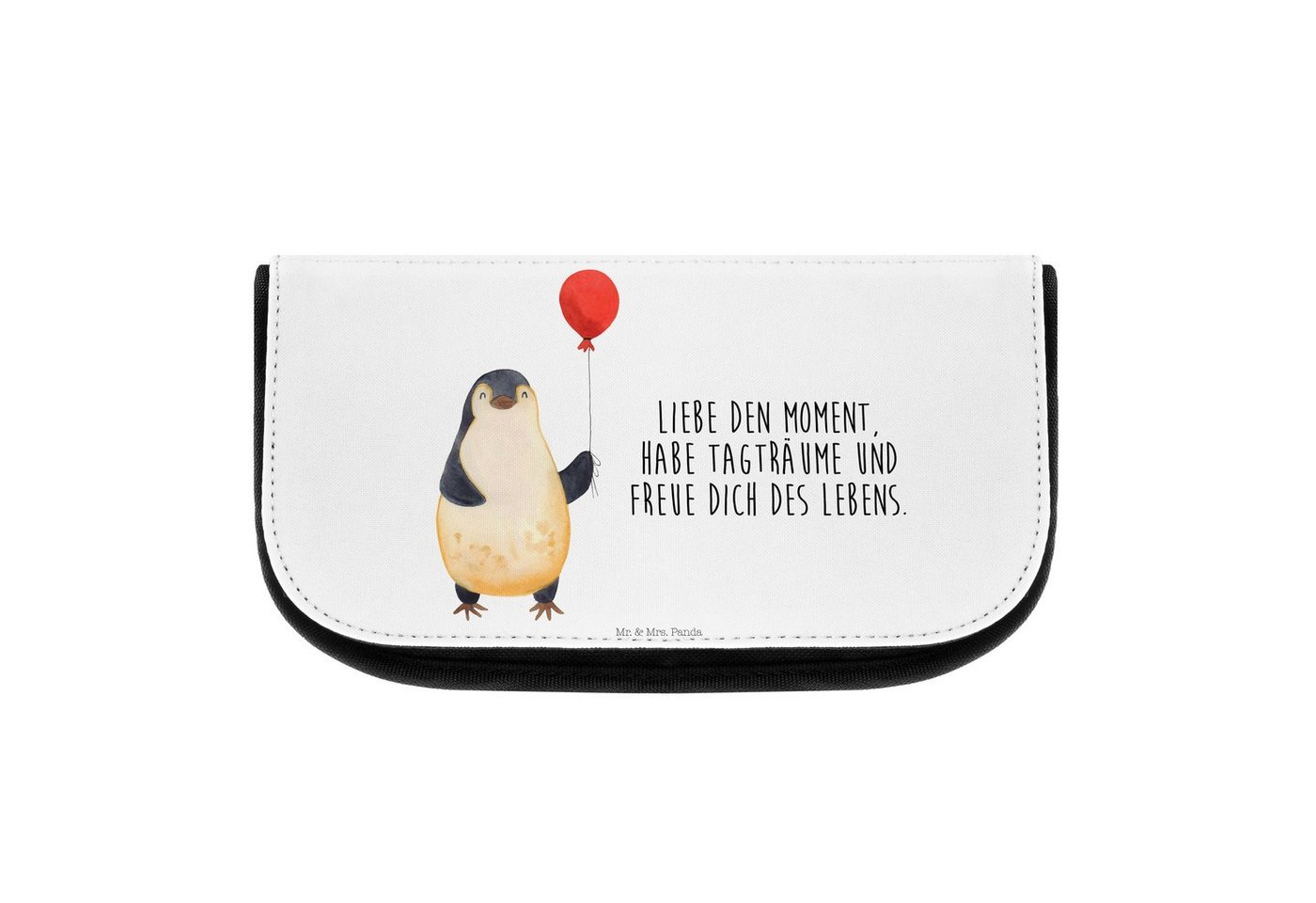 Mr. & Mrs. Panda Kosmetiktasche Pinguin Luftballon - Weiß - Geschenk, Geschenk Freundin, Kind, Make-U (1-tlg), Vielseitig einsetzbar von Mr. & Mrs. Panda