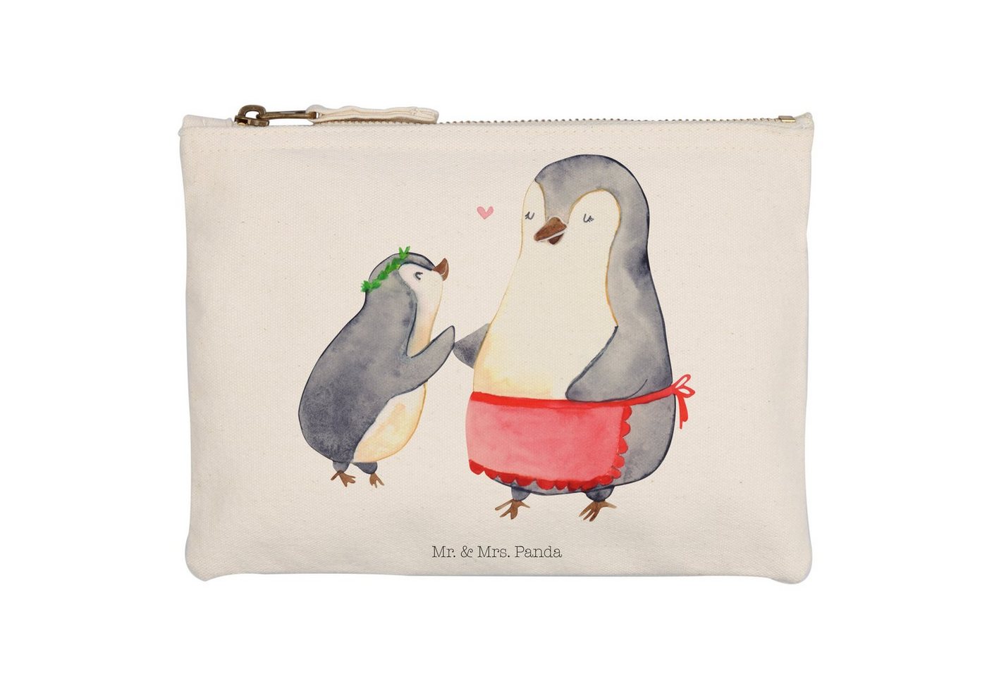 Mr. & Mrs. Panda Kosmetiktasche Pinguin mit Kind - Weiß - Geschenk, Mutter, Mama, Federmappe, XXL, Ma (1-tlg) von Mr. & Mrs. Panda