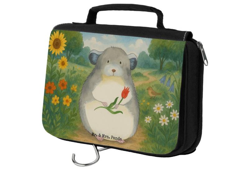 Mr. & Mrs. Panda Kulturbeutel Chinchilla Blume Design, beautycase, Weiß, hygienebeutel, Glücklichse (Packung, 1-tlg) von Mr. & Mrs. Panda