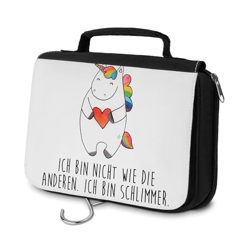 Mr. & Mrs. Panda Kulturbeutel Einhorn Herz - Geschenk, Unicorn, Aufbewahrungstasche, Einhorn Deko, Waschtasche, Herren, Pegasus, Kosmetiktasche, von Mr. & Mrs. Panda