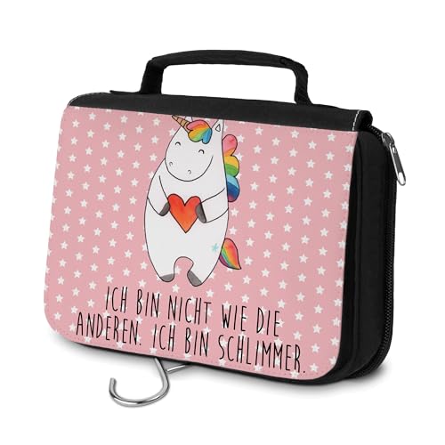 Mr. & Mrs. Panda Kulturbeutel Einhorn Herz - Geschenk, Aufbewahrungstasche, Einhorn Deko, Einhörner, Damen, Waschtasche, Kosmetiktasche, von Mr. & Mrs. Panda