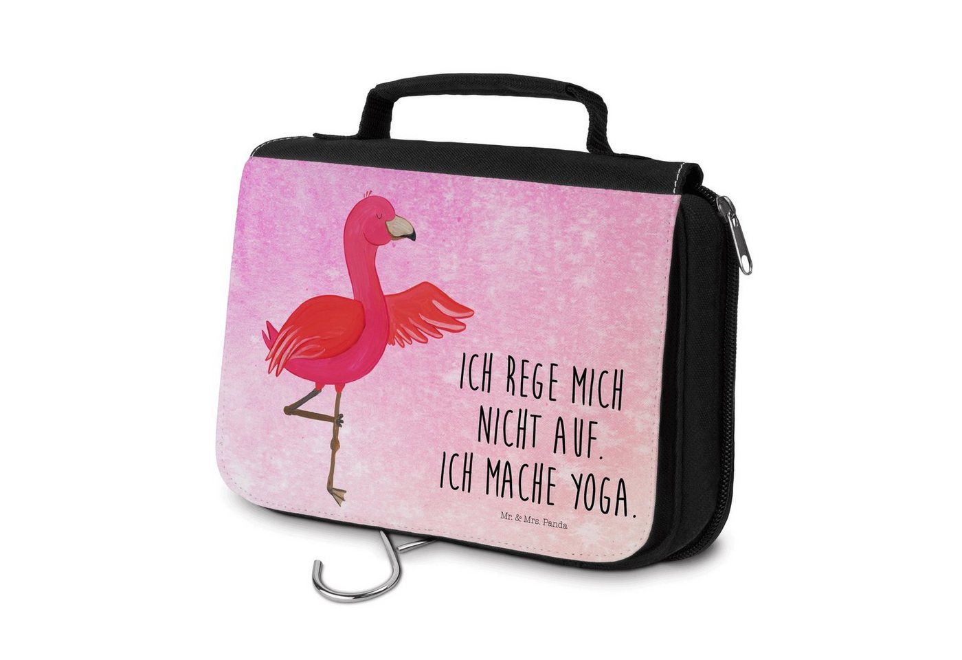 Mr. & Mrs. Panda Kulturbeutel Flamingo Yoga - Aquarell Pink - Geschenk, Herren, Schminkutensil, Yog (1-tlg), Wasserabweisend von Mr. & Mrs. Panda