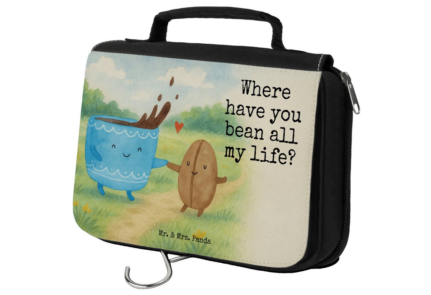 Mr. & Mrs. Panda Kulturbeutel Kaffee Bohne Design, badtasche, Weiß, beautycase, badtasche, Genuss, (Packung, 1-tlg) von Mr. & Mrs. Panda