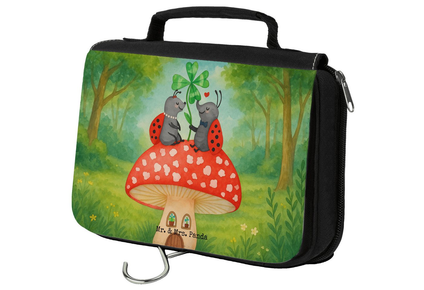 Mr. & Mrs. Panda Kulturbeutel Marienkäfer Fliegenpilz Design, Kulturbeutel, Weiß, beautycase, Kultu (Packung, 1-tlg) von Mr. & Mrs. Panda