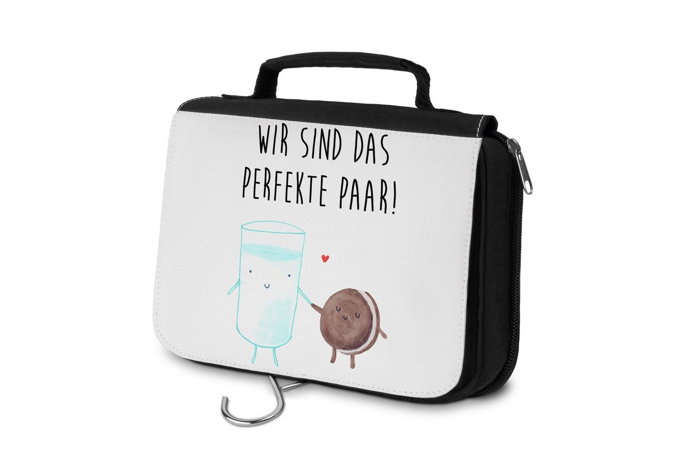 Mr. & Mrs. Panda Kulturbeutel Milch Keks - Weiß - Geschenk, Waschtasche, Damen, romantisch, Zum Auf (1-tlg), Einzigartiges Design von Mr. & Mrs. Panda