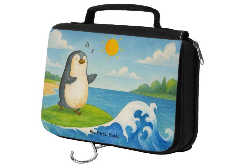 Mr. & Mrs. Panda Kulturbeutel Pinguin Surfer Design, beautycase, Weiß, Urlaub, badtasche, Kulturbeu (Packung, 1-tlg) von Mr. & Mrs. Panda