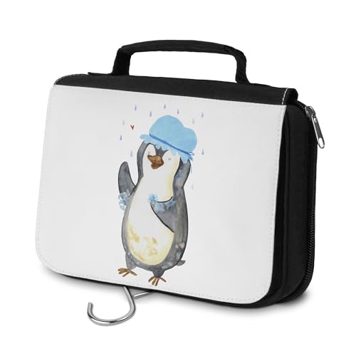 Mr. & Mrs. Panda Kulturbeutel Pinguin duscht - Geschenk, Neustart, Lebensmotto, duschen, Motivation, Aufbewahrungstasche, Damen, Kulturtasche, von Mr. & Mrs. Panda