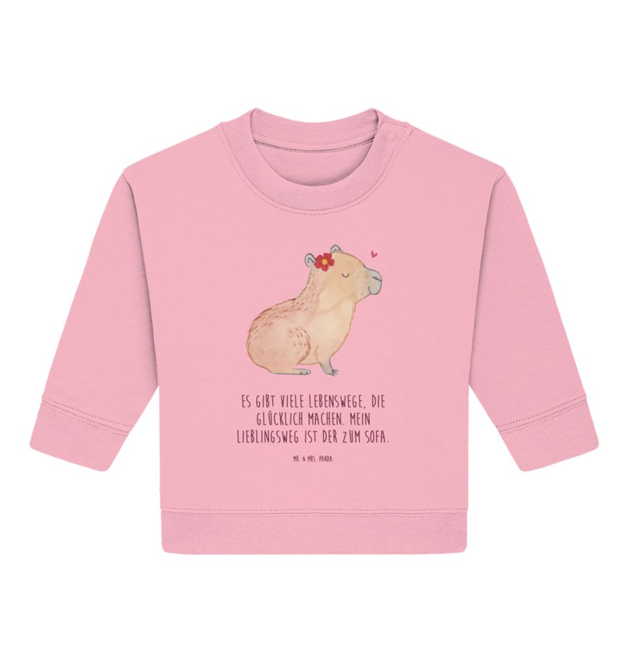 Mr. & Mrs. Panda Longpullover 12. - 18. Monat Capybara Blume - Cotton Pink - Geschenk, Gute Laune, (1-tlg) von Mr. & Mrs. Panda