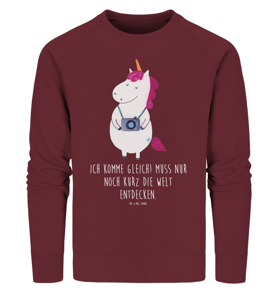 Mr. & Mrs. Panda Longpullover Größe L Einhorn Fotograf - Burgundy - Geschenk, Unicorn, Pullover Män (1-tlg) von Mr. & Mrs. Panda