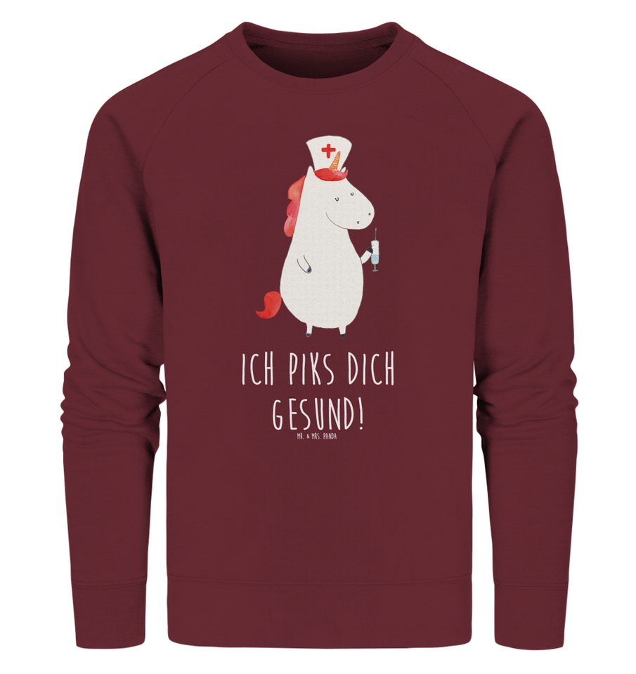 Mr. & Mrs. Panda Longpullover Größe L Einhorn Krankenschwester - Burgundy - Geschenk, Einhörner, Pu (1-tlg) von Mr. & Mrs. Panda