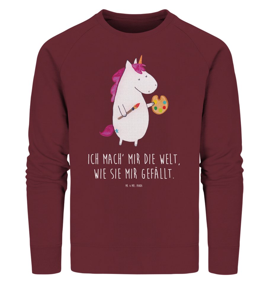 Mr. & Mrs. Panda Longpullover Größe L Einhorn Künstler - Burgundy - Geschenk, Pullover Männer, Engl (1-tlg) von Mr. & Mrs. Panda