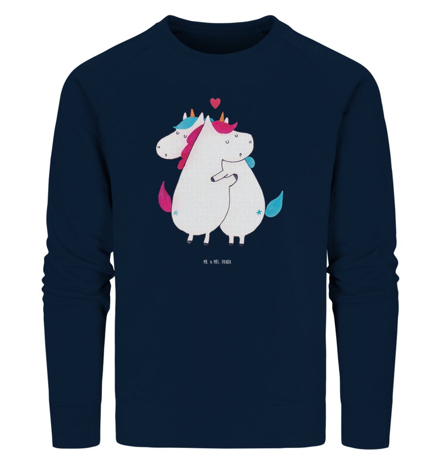 Mr. & Mrs. Panda Longpullover Größe L Einhorn Mitteilung - French Navy - Geschenk, Pullover Männer, (1-tlg) von Mr. & Mrs. Panda