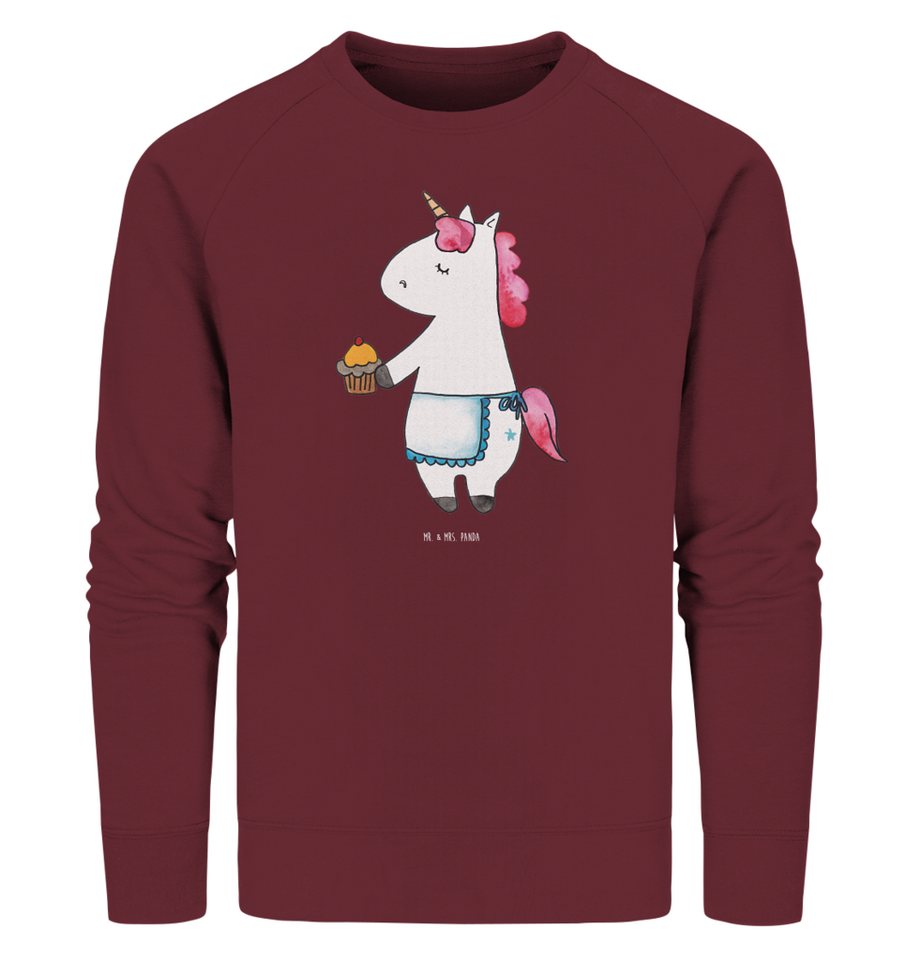 Mr. & Mrs. Panda Longpullover Größe L Einhorn Muffin - Burgundy - Geschenk, Pullover, Glückwünsche, (1-tlg) von Mr. & Mrs. Panda