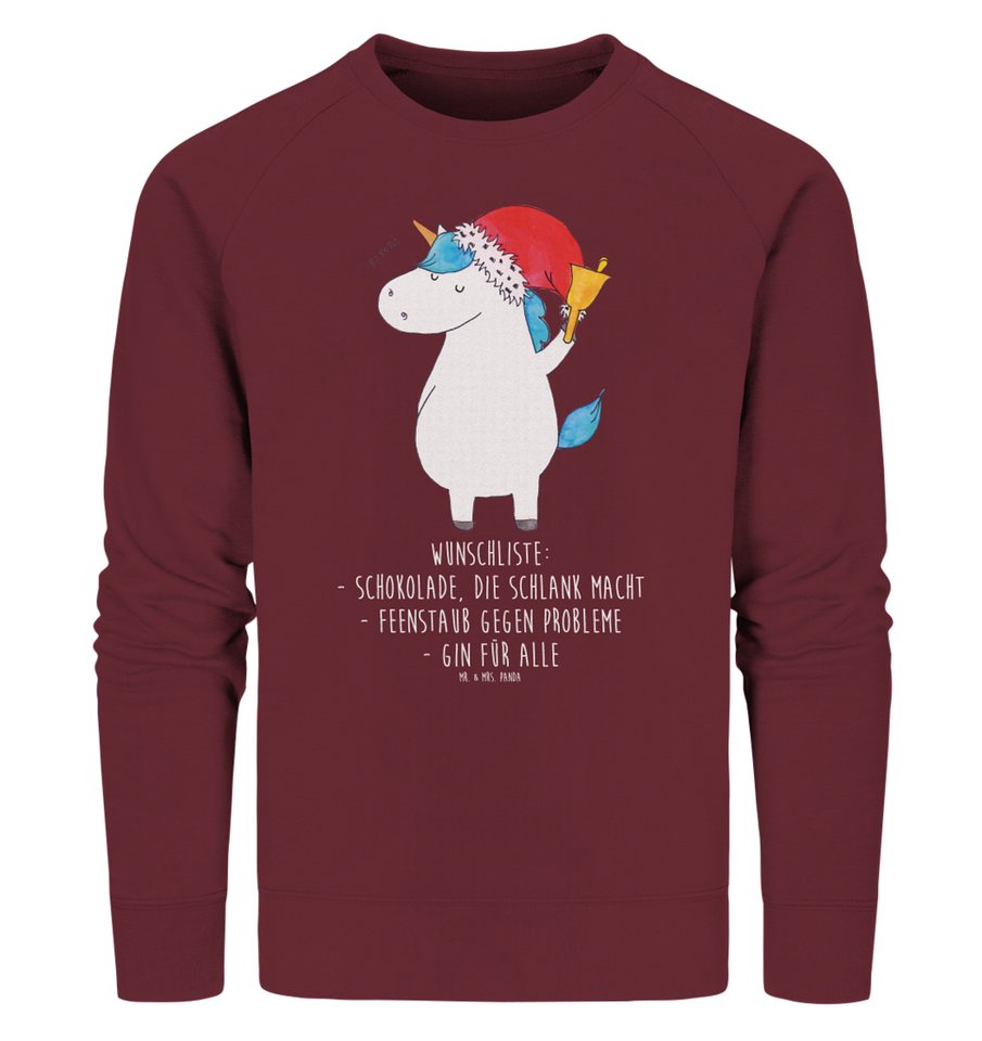 Mr. & Mrs. Panda Longpullover Größe L Einhorn Weihnachtsmann - Burgundy - Geschenk, Einhörner, Pull (1-tlg) von Mr. & Mrs. Panda