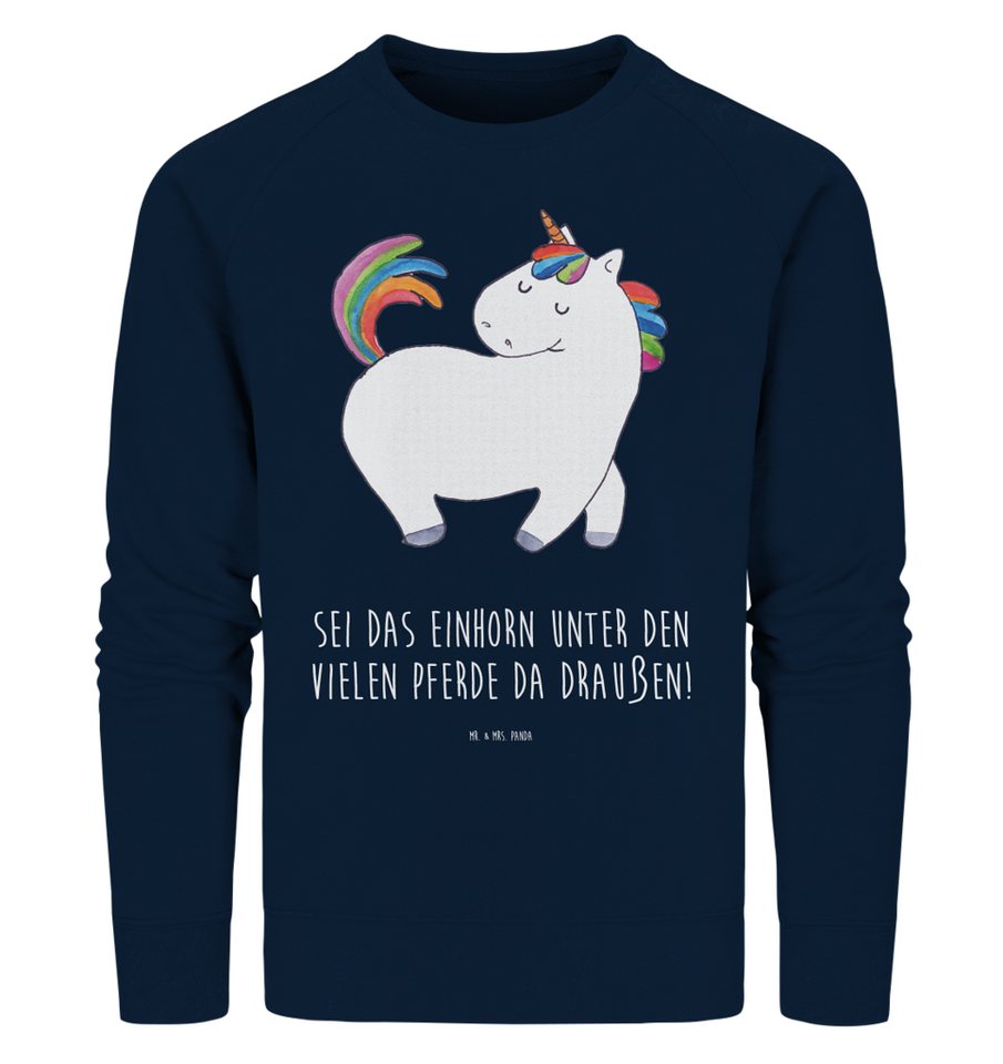 Mr. & Mrs. Panda Longpullover Größe L Einhorn Stolzieren - French Navy - Geschenk, Pullover Frauen, (1-tlg) von Mr. & Mrs. Panda