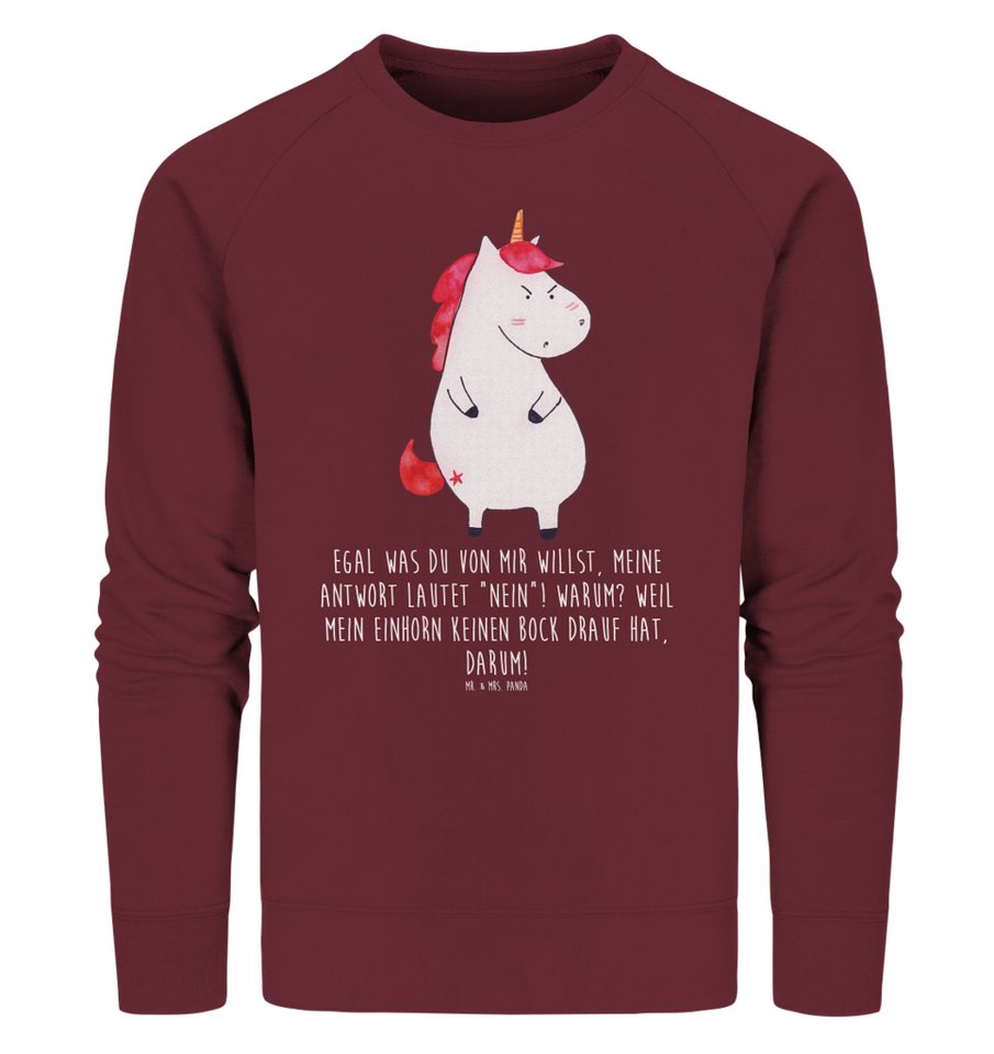 Mr. & Mrs. Panda Longpullover Größe L Einhorn Wut - Burgundy - Geschenk, Pullover Frauen, Realität, (1-tlg) von Mr. & Mrs. Panda