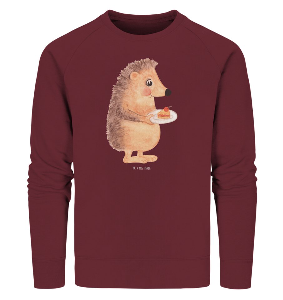 Mr. & Mrs. Panda Longpullover Größe L Igel Kuchenstück - Burgundy - Geschenk, Tiermotive, Unisex, K (1-tlg) von Mr. & Mrs. Panda