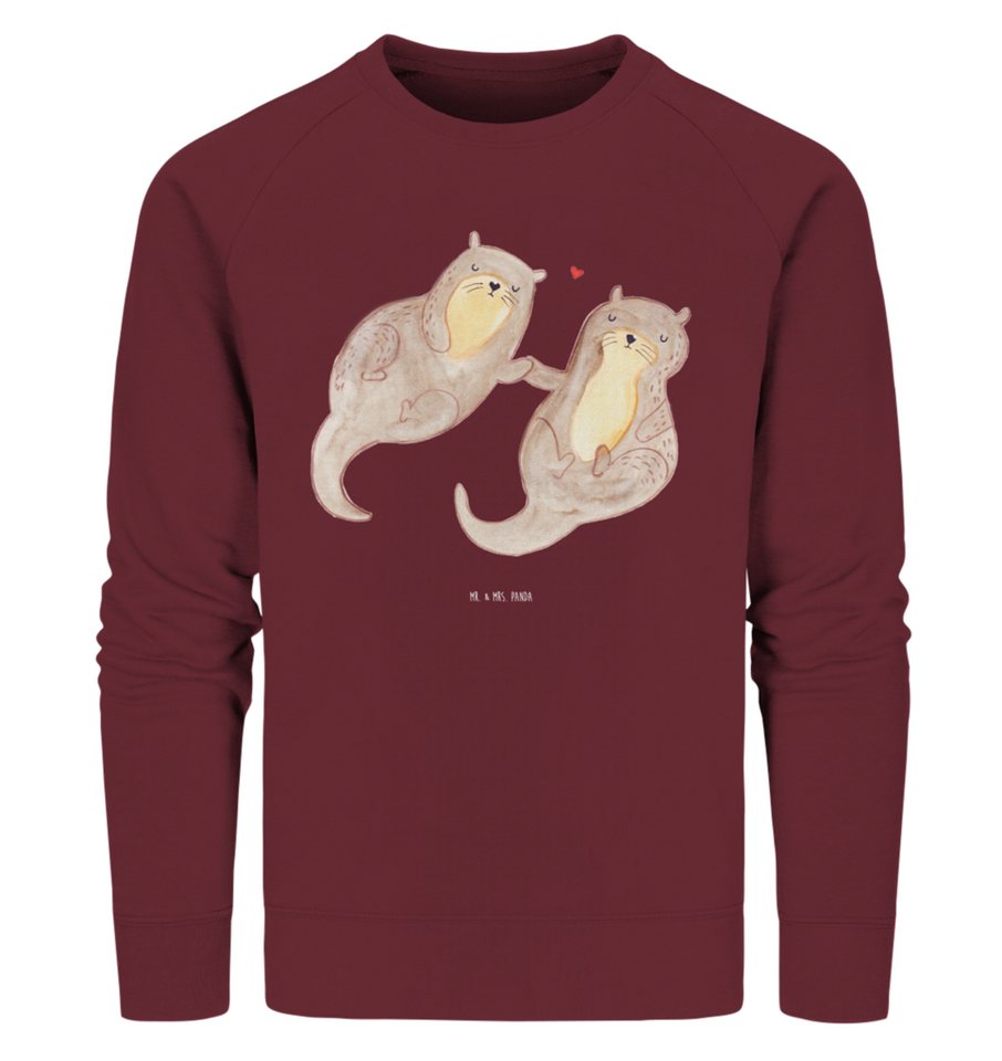 Mr. & Mrs. Panda Longpullover Größe L Otter Hände halten - Burgundy - Geschenk, Sweatshirt, Unisex, (1-tlg) von Mr. & Mrs. Panda