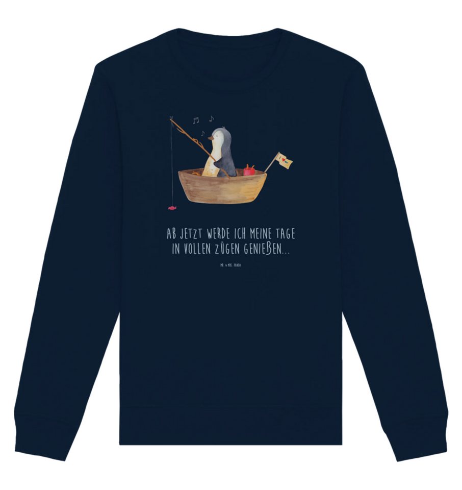 Mr. & Mrs. Panda Sweatshirt Pinguin Angelboot Größe XXL - French Navy - Geschenk, Longsleeve Aus (Packung, 1-tlg., Organic Pullover Pinguin Angelboot) Ultraweicher Stoff von Mr. & Mrs. Panda