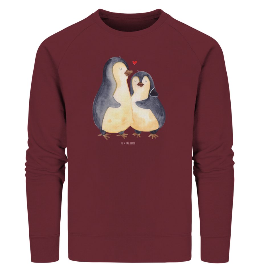 Mr. & Mrs. Panda Longpullover Größe L Pinguine Einschlafen - Burgundy - Geschenk, Liebesgeschenk, S (1-tlg) von Mr. & Mrs. Panda