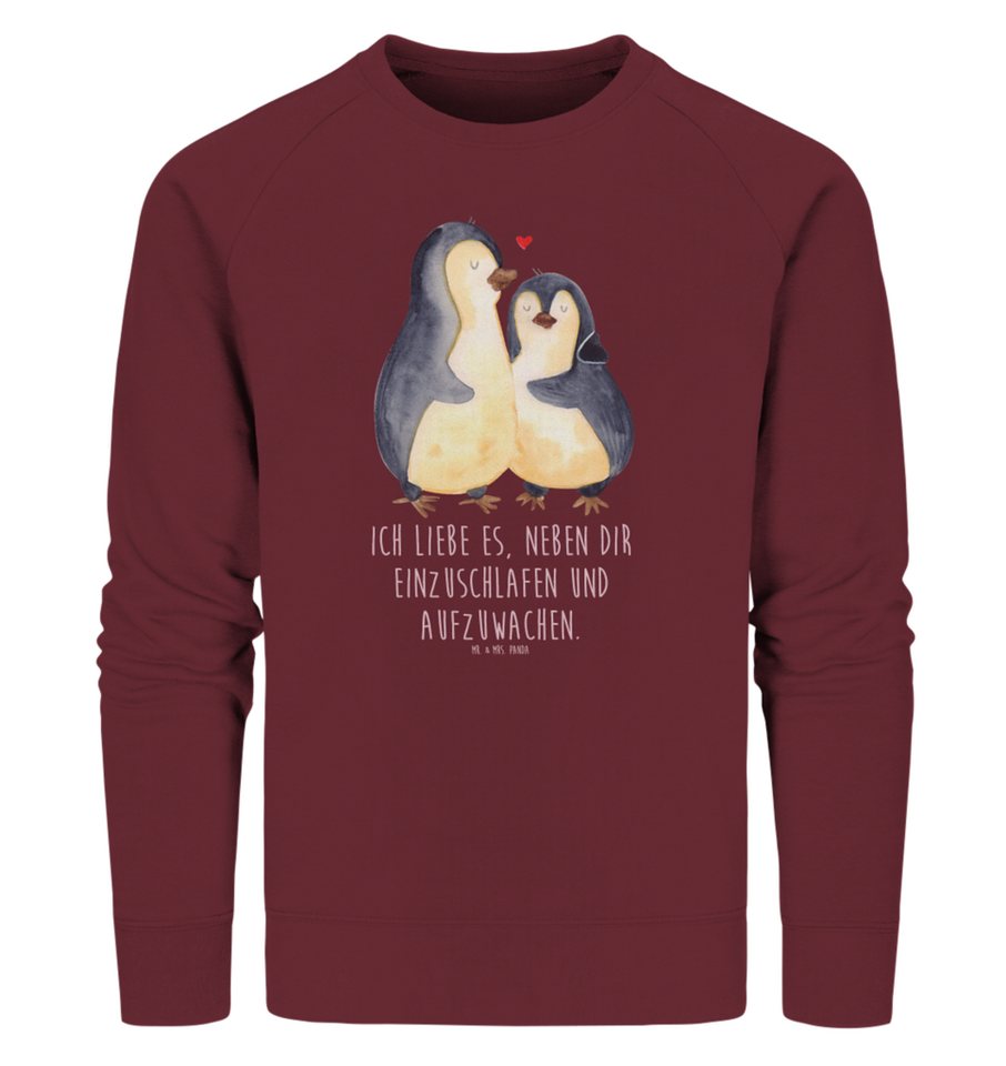 Mr. & Mrs. Panda Longpullover Größe L Pinguine Einschlafen - Burgundy - Geschenk, Unisex, Verlobung (1-tlg) von Mr. & Mrs. Panda