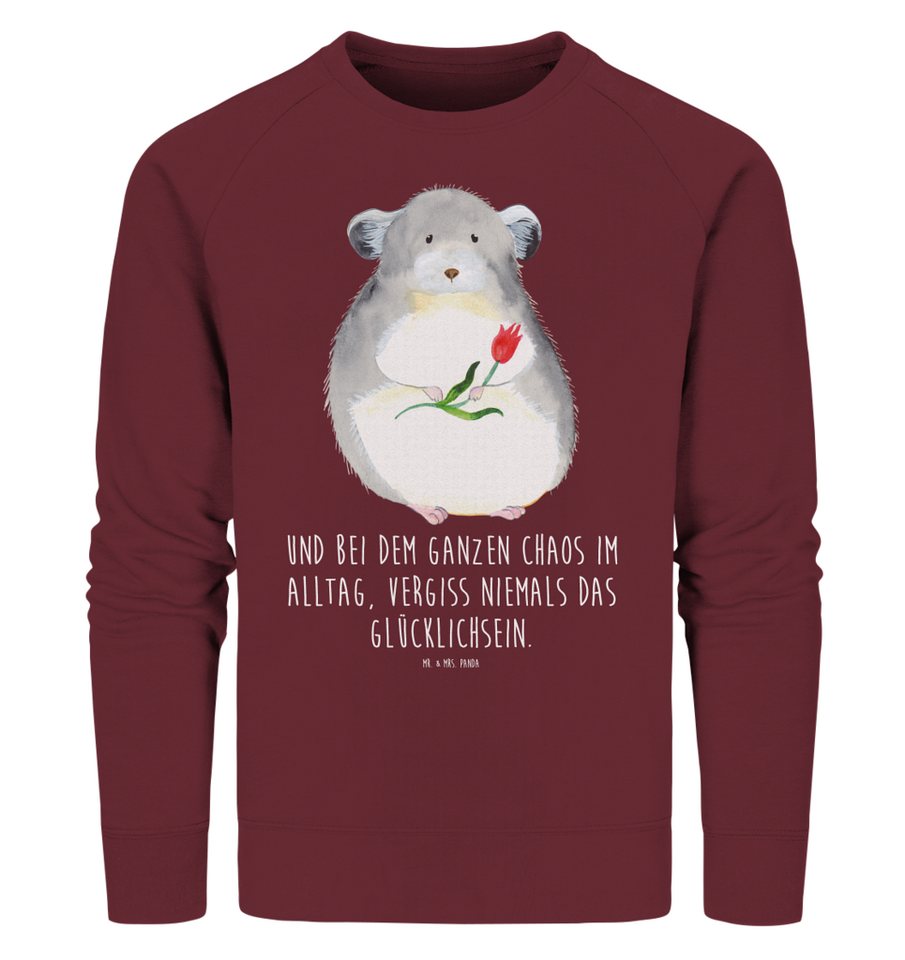 Mr. & Mrs. Panda Longpullover Größe M Chinchilla Blume - Burgundy - Geschenk, Sweatshirt Frauen, Pu (1-tlg) von Mr. & Mrs. Panda