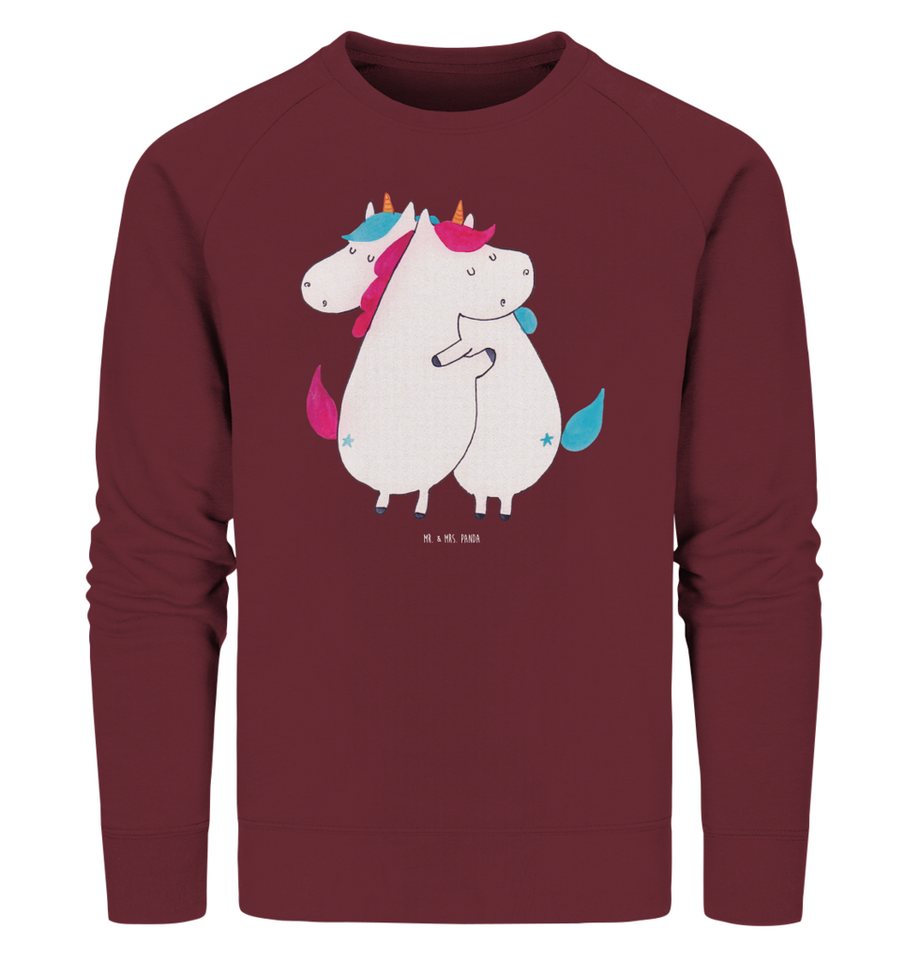 Mr. & Mrs. Panda Longpullover Größe M Einhörner Umarmen - Burgundy - Geschenk, Sweatshirt Männer, P (1-tlg) von Mr. & Mrs. Panda