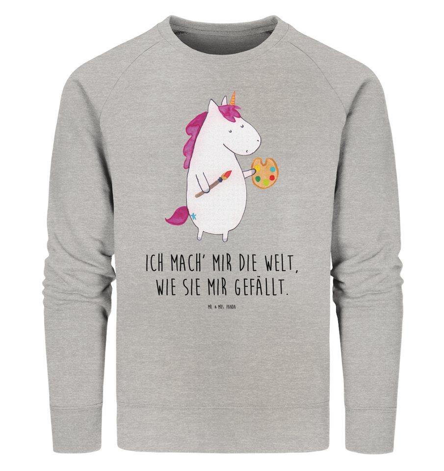 Mr. & Mrs. Panda Longpullover Größe M Einhorn Künstler - Heather Grey - Geschenk, Sweatshirt Frauen (1-tlg) von Mr. & Mrs. Panda