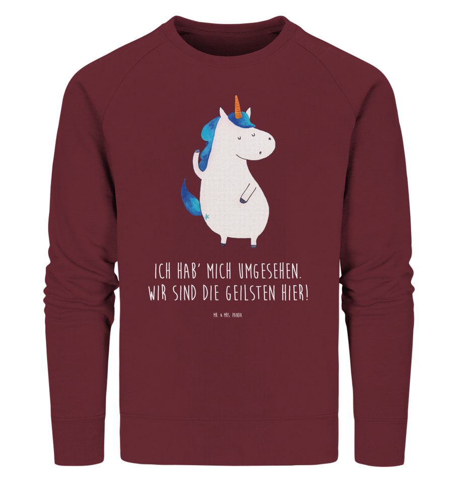 Mr. & Mrs. Panda Longpullover Größe M Einhorn Mann - Burgundy - Geschenk, Unisex, Pullover Männer, (1-tlg) von Mr. & Mrs. Panda