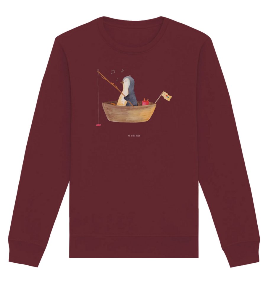 Mr. & Mrs. Panda Sweatshirt Pinguin Angelboot Größe XL - Burgundy - Geschenk, Umweltbewusster Pul (Packung, 1-tlg., Organic Pullover Pinguin Angelboot) Handgefertigt von Mr. & Mrs. Panda
