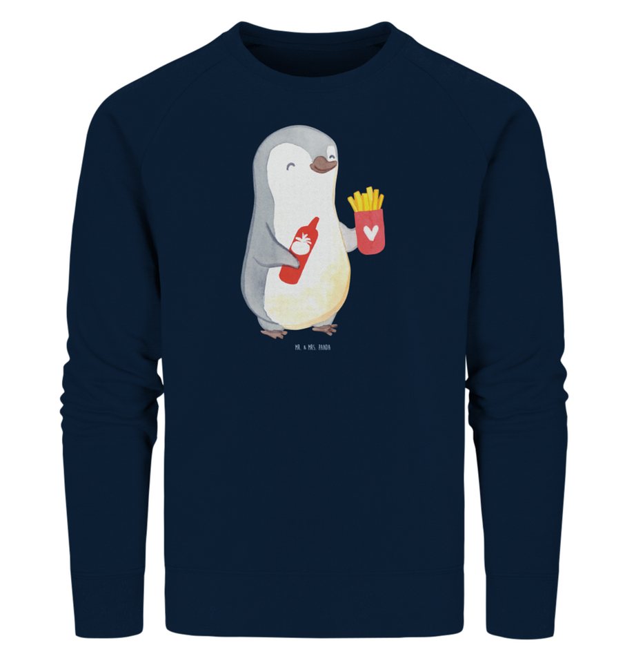 Mr. & Mrs. Panda Longpullover Größe M Pinguin Pommes - French Navy - Geschenk, Sweatshirt Frauen, P (1-tlg) von Mr. & Mrs. Panda