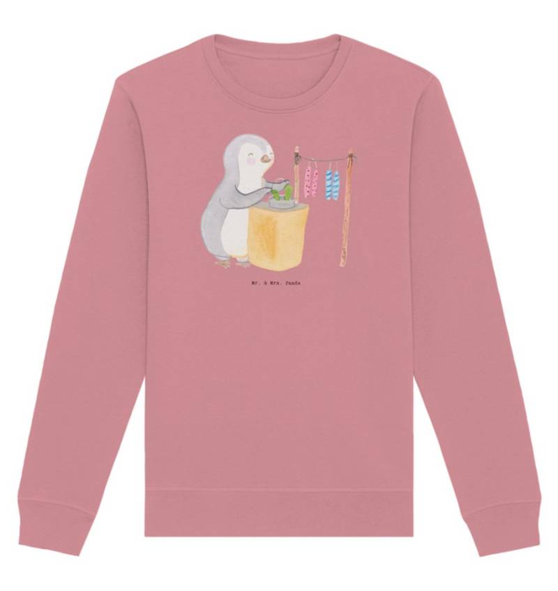 Mr. & Mrs. Panda Longpullover Größe XS Pinguin Kerzenziehen - Canyon Pink - Geschenk, Sweatshirt, P (1-tlg) von Mr. & Mrs. Panda