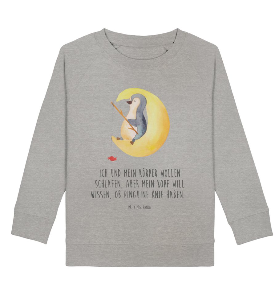 Mr. & Mrs. Panda Longpullunder 12-14 Jahre (152/164) Pinguin Mond - Heather Grey - Geschenk, Jungen, (1-tlg) von Mr. & Mrs. Panda