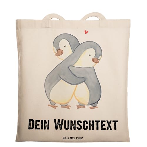 Mr. & Mrs. Panda Personalisierte Tragetasche Pinguine Kuscheln - Personalisierte Geschenke, für Ehemann, Einkaufstasche mit Namen, Personalisierter von Mr. & Mrs. Panda