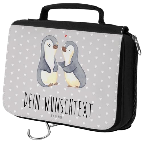 Mr. & Mrs. Panda Personalisierter Kulturbeutel Pinguine trösten - Personalisierte Geschenke, Liebe, Personalisierte Waschtasche, Damen, Kulturbeutel von Mr. & Mrs. Panda