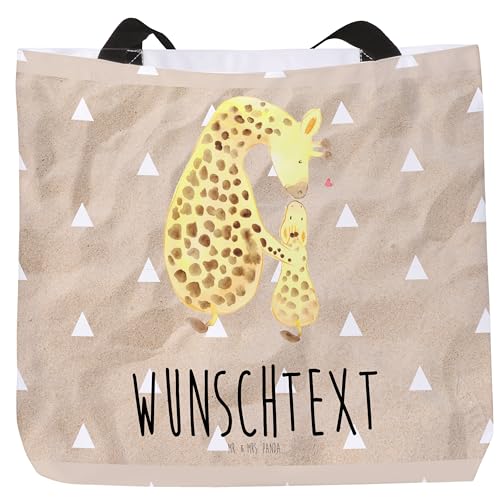 Mr. & Mrs. Panda Personalisierter Shopper Giraffe mit Kind - Personalisierte Geschenke, Personalisierter Schulbeutel, Personalisierter von Mr. & Mrs. Panda