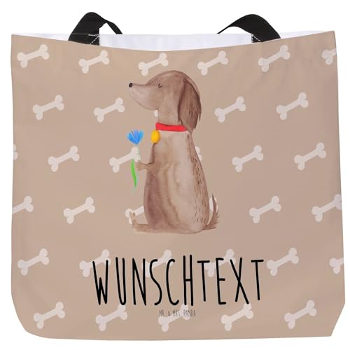 Mr. & Mrs. Panda Personalisierter Shopper Hund Blume - Personalisierte Geschenke, Frauchen, frei gestalten, Hundebesitzer, Hunde, Hundespruch, von Mr. & Mrs. Panda