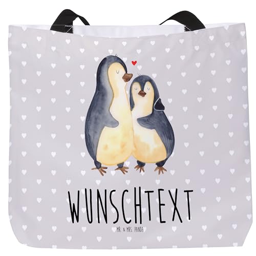 Mr. & Mrs. Panda Personalisierter Shopper Pinguine Einschlafen - Personalisierte Geschenke, Geschenk für Freundin, Ehemann, Ehefrau, Verlobung, von Mr. & Mrs. Panda